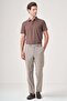 Camel Side Pocket Filafil Pattern Comfort Fit Flexible Trousers 1003260153