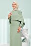 Çağla Front Cape Detailed Stoned Evening Dress - 2