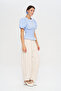 Women's Gathered Balloon Sleeve Striped Blouse - 4