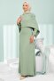 Çağla Front Cape Detailed Stoned Evening Dress - 3