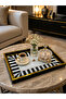 Love Bird Patterned Gold-Black Framed Presentation Tray 33X23Cm - 3