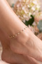 Zircon Stone Row Square Model Gold Color Anklet - 3