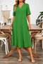 Women's Short Sleeve V-Neck Wrinkled Midi Dress