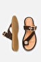 İvana Women's Flip-Flops with Genuine Leather Accessories - Brown Suede - 4