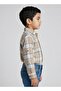 Boys Beige Checkered Long Sleeve Shirt - 3