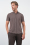 Brown Italian Collar Short Sleeve Pocketless Slim Fit Flexible Shirt 1004260159 - 3