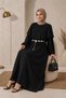 Women's Black Waist Chain Belt Cape Detailed Premium Hijab Dress Nbelb015 - 4