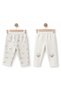100% Organic Cotton, Unisex Baby Pants, Lamb Embroidery Detail, Ecru, Newborn Bottom Wear