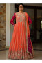 Orange & Pink Heavy Georgette Embroidered Gown Set - HRT7236 | Orange & Pink-Size:M-38-Inches - 4