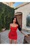 Red Baguette Stone Mini Dress - 3
