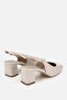 Women's Beige Patent Leather Open-Back Thick Heeled Shoes - 3