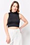 Women Mock Neck Plain Sleeveless Tank Top, Black