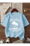 Boy's 3-Pack Summer Los Angeles New York Combed Cotton T-Shirt (Baby Blue-Black-White) - 2
