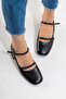 Ferfina Women's Genuine Leather Shoes Black Thick Short Heeled Mary Jane - 7