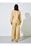 Beige Solid V-Neck Top and Wide Leg Pants Set - 5