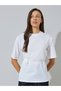 White Regular Fit T-Shirt with Tie-Waist Flower Detail - 3