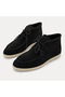 Genuine Leather Black Suede Women's Boots Lace-Up Warm Lined Rubber Sole - 8