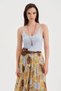 Women's ethnic print long skirt with lined interior and elastic waistband. - 5