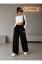 2-Piece Women's Ny Printed Sweatpants (Black-Grey) Oversize Baggy Loose Legs - 3