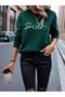 Women's Nephti Green Smile Printed Crew Neck Oversize Sweatshirt - 3