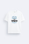 Vintage Retro Car Printed Cotton White T-Shirt T-Shirt
