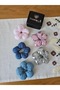 Light Blue Daisy Puff Scrunchie Elastic Hair Tie 10 cm - Fluffy Elastic Bagel Hair Bun Hair Tie - 4