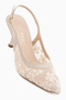 Camelia Beige Embroidered Women's Heeled Shoes