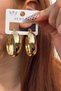 Gold Color Curved Oval Hoop Women's Earrings - 5