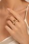 Gold Color Brass Zircon Stone Pearl Women's Ring - 2