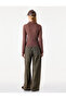 Cotton Buttoned Corset Detailed Polo Collar Long Sleeve T-Shirt - 5