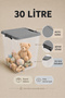 2-Piece Deep Toy Box - Baby Kids Room Toy Storage Box Organizer with Lid 30Lt Gray - 3