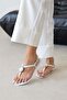 Emilia Women's Stone Detailed Flip Flop Gel Sandals White - 2