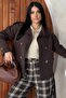 Women's Stand Collar Trench Coat - Belted Double-Breasted Buttoned Trench - 3