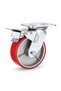 Polyurethane (PU) Silent Castor- Set of 4 Heavy Duty 2 Brakes + 2 Swivel Castor Wheels, Locking Industrial Plate Caster for Furniture, Workbench,With Screws (Red, 5 INCH) - 3