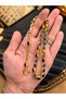Special Word Written in Special Design on a Wooden Box, Navy Blue Enamel-Embellished Metal Prayer Beads, Gold Design Prayer Beads - 2
