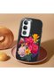 Vivo Y29 5g Compatible Case Camera Protective Black Silicone Couple Phone Case with Floral Pattern - 2