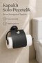 Toilet Paper Holder with Cover Towel Holder Adhesive Black Roll Paper Napkin Dispenser No Drilling Stainless Steel