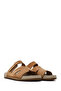Women's Beige Strappy Nubuck Leather Slippers 26Sfd5023V3 - 2