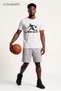 Basketball Printed White Men's Shorts T-Shirt Set - 100% Cotton Casual Sports Combination - 4