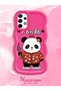 Samsung Galaxy A73 Compatible Case Camera Protector Red Silicone Couple Phone Case Panda Pattern - 2