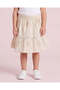 Girls Beige Embroidered Tiered Skirt