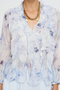 Women's V-Neck Ruffled Floral Patterned Blue Shirt - 2