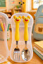 Boxed 3D Figured Children's Fork Spoon Set Stainless Steel Ergonomic Handle School Nursery Nutrition Travel - 3