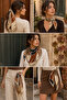 Women's Beige Geometric Block Patterned Cotton 70X70 Imported Scarf Flr6029 - 4