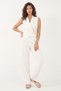 Linen Textured Double-Breasted Vest Suit with Tie Detail for Women Suit 6929184 - 5