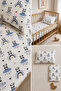 100% Cotton Panda Patterned Baby Elastic Sheet Set - 2 Pillowcases 60X120 / 70X120 / 70X110 Mother's Side - Park Bedding - 3