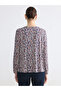Original Oval Collar Patterned Blouse - 4