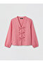 Nevavm V-Neck Plaid Tie-Up Blouse with a Difference - 5