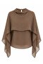 Brown Shawl Detailed Blouse - 3251 - 2
