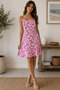 38 Size Viscose Fabric Half Zipper Pink Floral Patterned Stylish Women's Dress